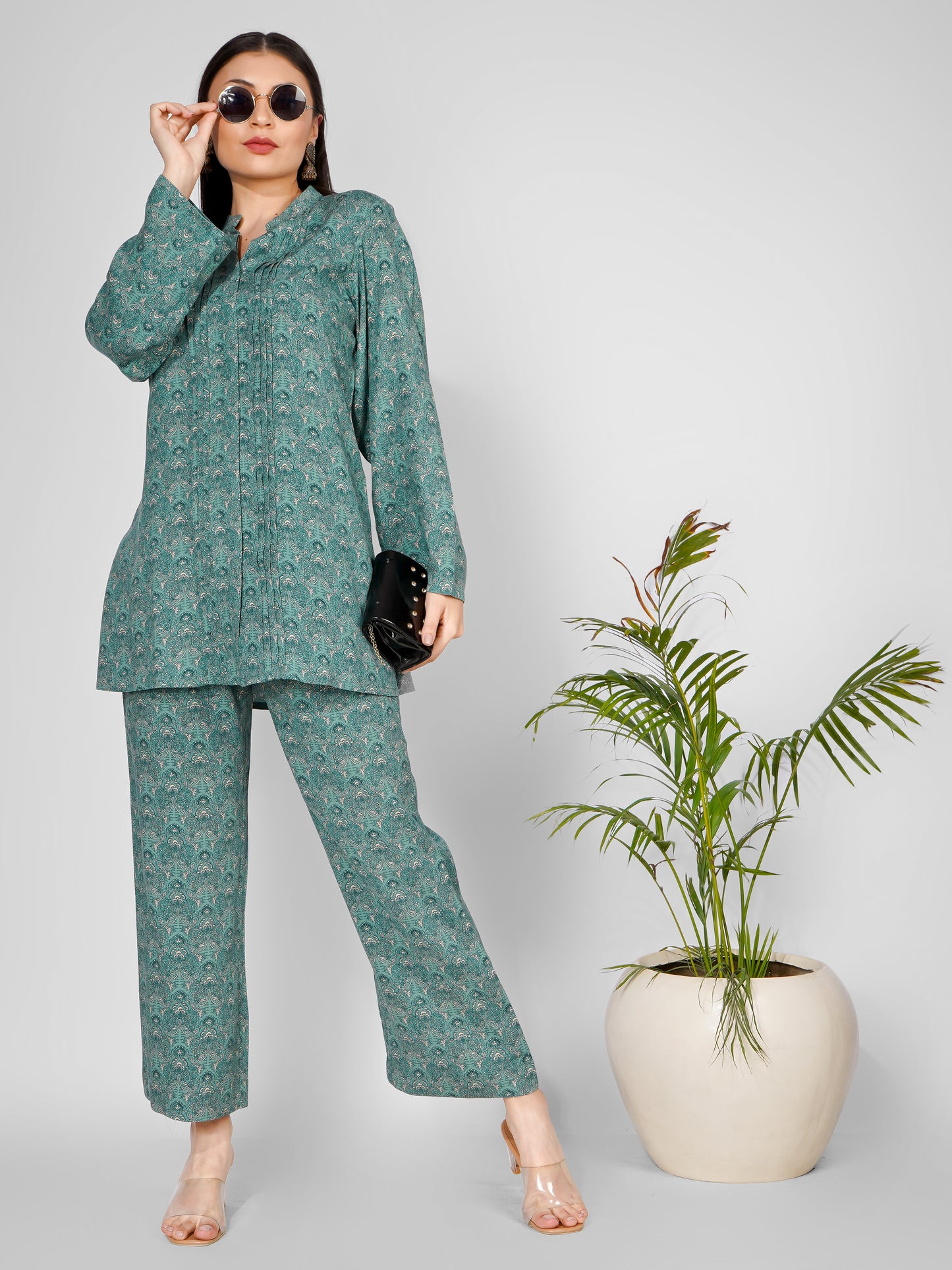 Teal Ethnic Print Co-ord Set – Effortless Elegance & Comfort