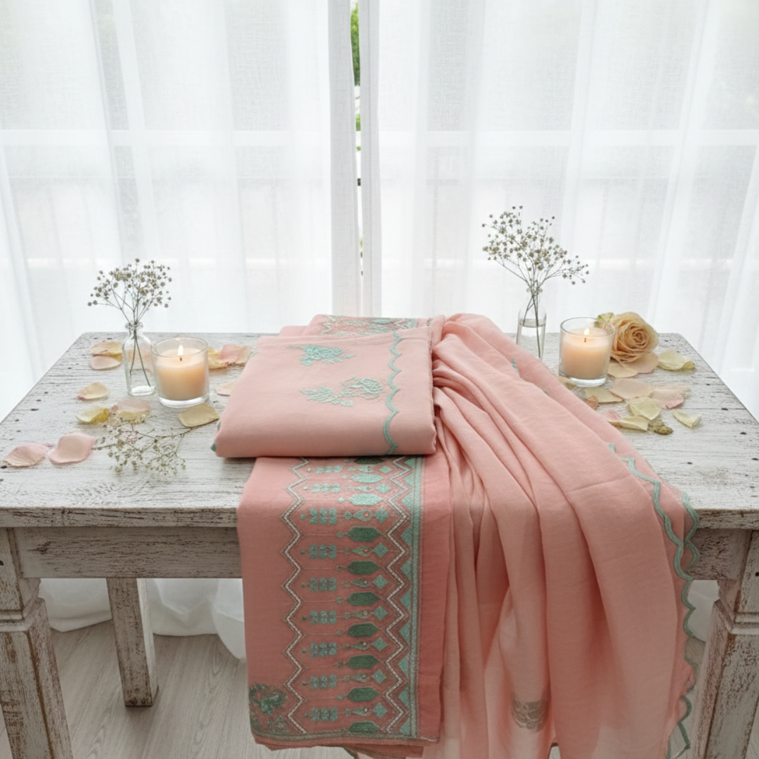 Pastel Whisper: Ethereal Grace in Mul Chanderi