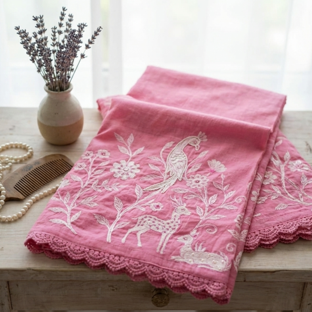 Orchard Pink: Timeless Elegance in Mul Chanderi