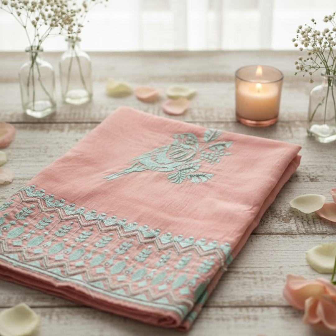 Pastel Whisper: Ethereal Grace in Mul Chanderi