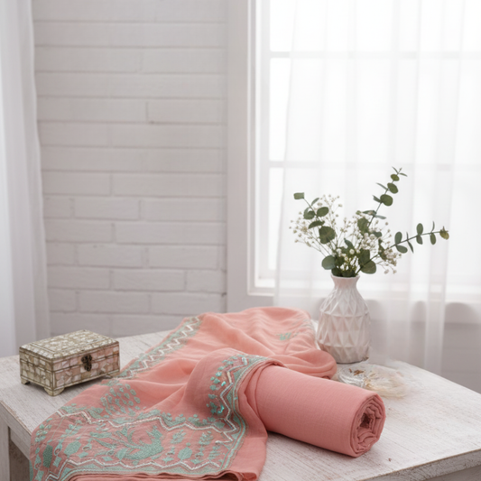 Pastel Whisper: Ethereal Grace in Mul Chanderi