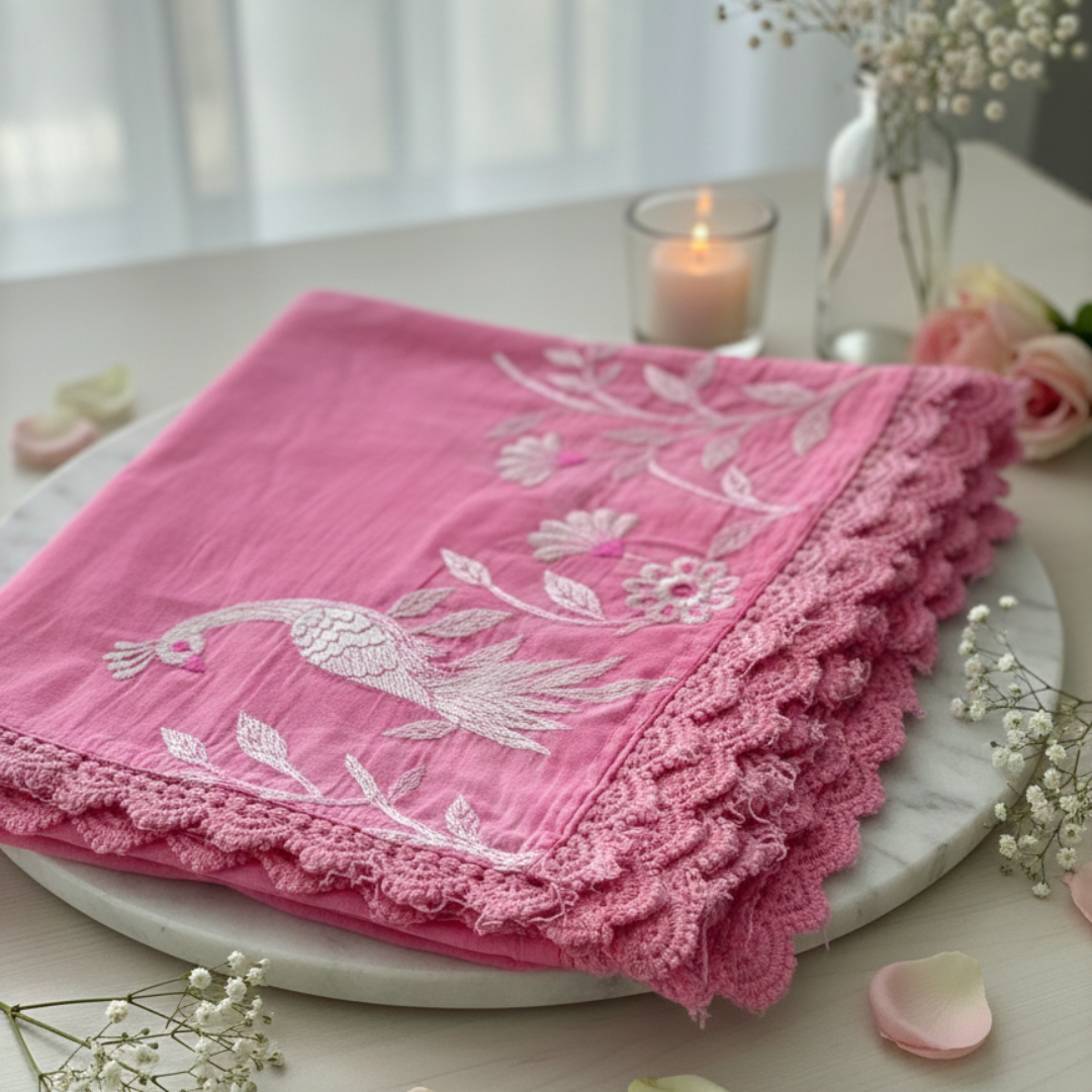 Orchard Pink: Timeless Elegance in Mul Chanderi