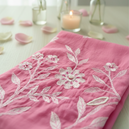 Orchard Pink: Timeless Elegance in Mul Chanderi