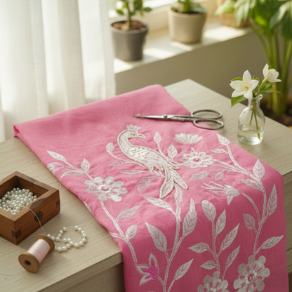 Orchard Pink: Timeless Elegance in Mul Chanderi