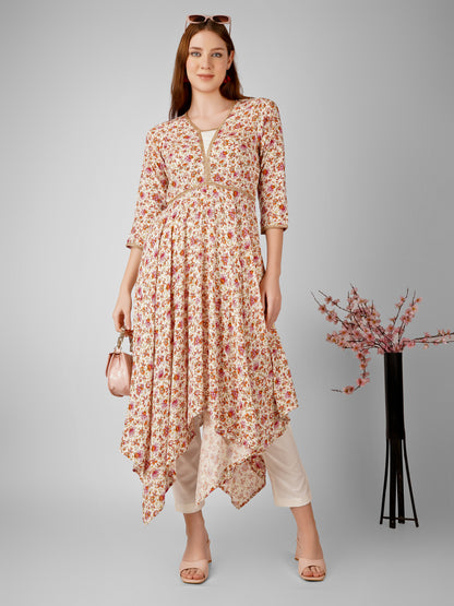 Elegant High Neck Floral Printed Anarkali Dress – Perfect for Every Occasion!