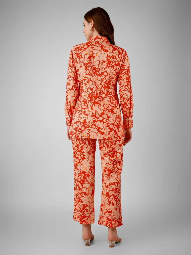 Corset Collection: Orange Petal Dream Pajama Ensemble Floral Serenity