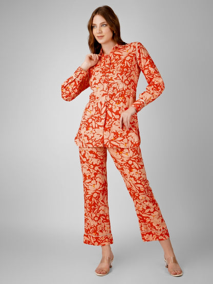 Corset Collection: Orange Petal Dream Pajama Ensemble Floral Serenity