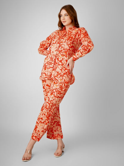 Corset Collection: Orange Petal Dream Pajama Ensemble Floral Serenity