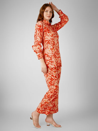 Corset Collection: Orange Petal Dream Pajama Ensemble Floral Serenity