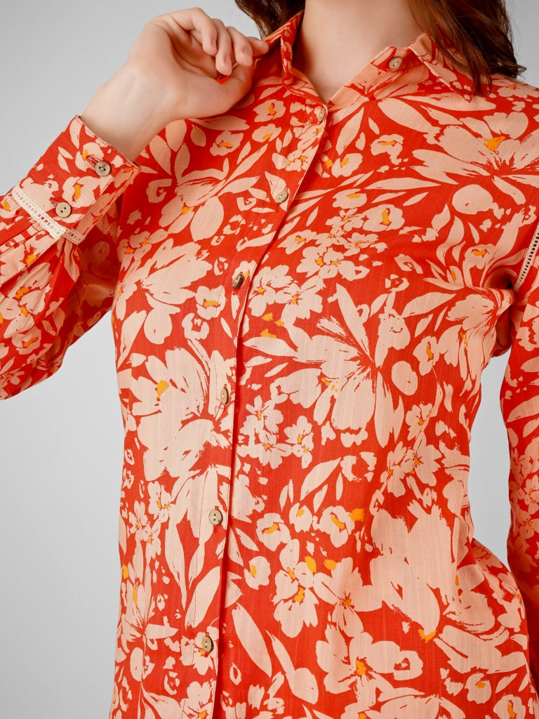 Corset Collection: Orange Petal Dream Pajama Ensemble Floral Serenity