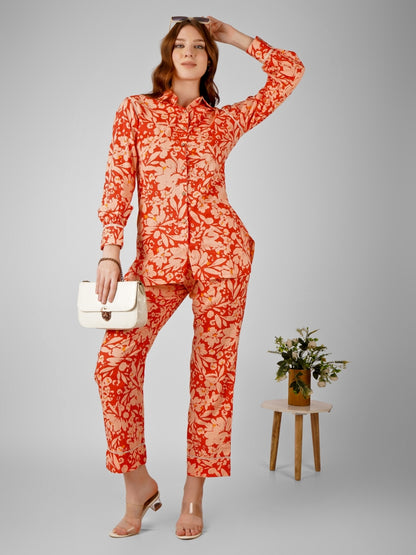 Corset Collection: Orange Petal Dream Pajama Ensemble Floral Serenity