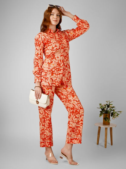 Corset Collection: Orange Petal Dream Pajama Ensemble Floral Serenity