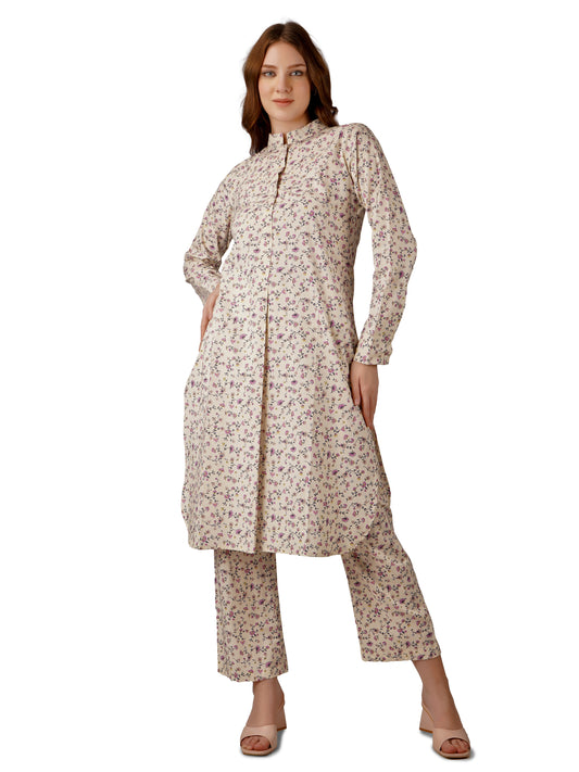 Floral Charm Full Sleeve Kurta Set – Elegant & Timeless Design for Women