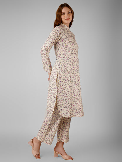 Floral Charm Full Sleeve Kurta Set – Elegant & Timeless Design for Women