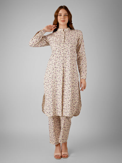 Floral Charm Full Sleeve Kurta Set – Elegant & Timeless Design for Women