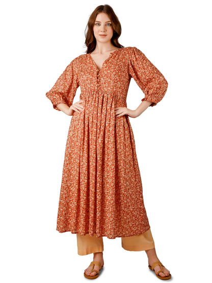 Autumn Blossom Kurti – A Floral Fusion of Fall Elegance